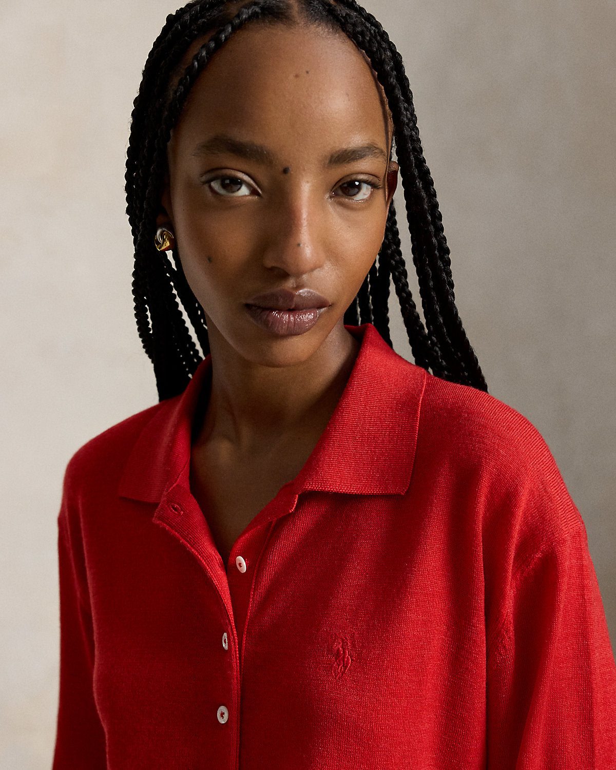 Women's Wool Polo-Collar Sweater