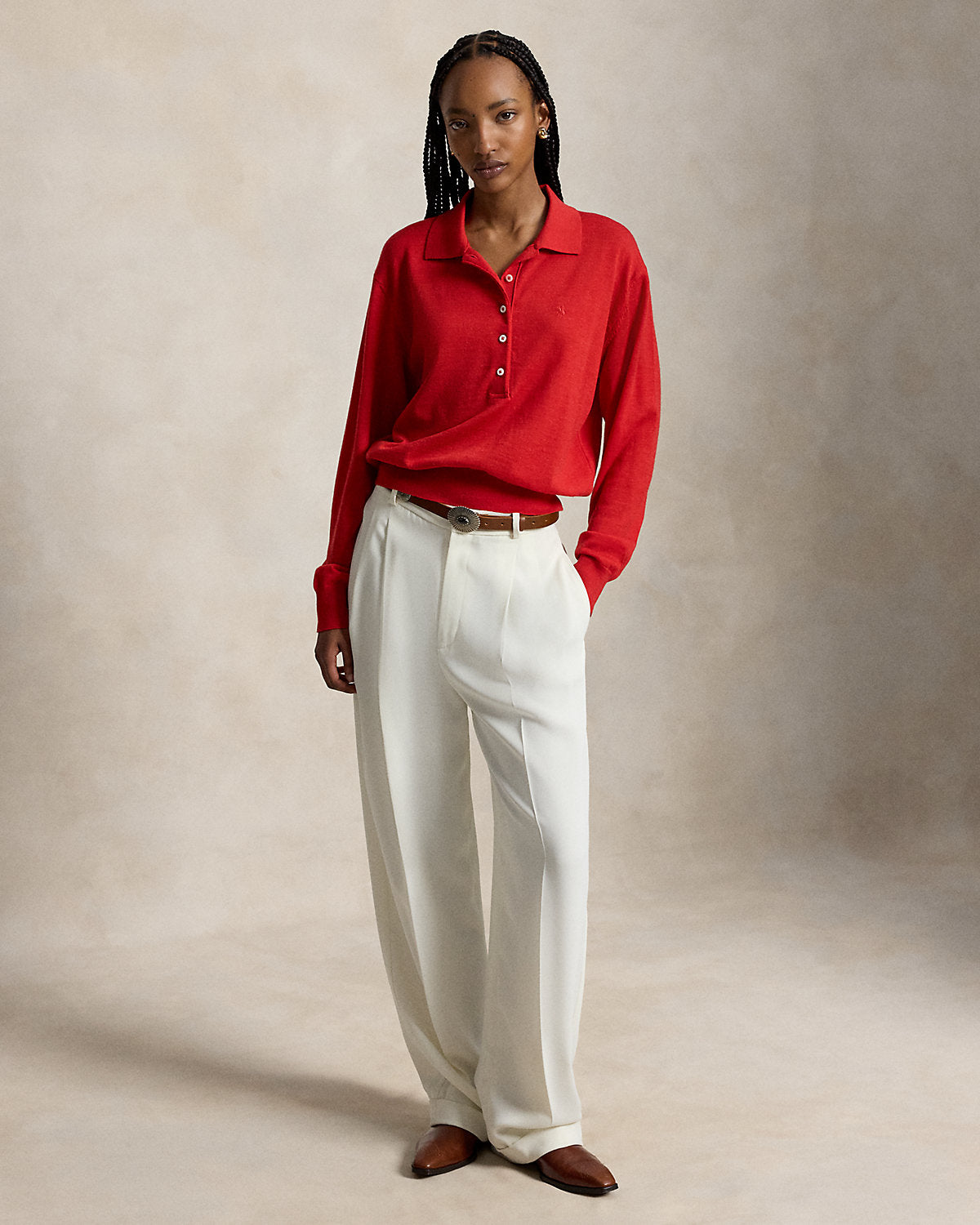 Women's Wool Polo-Collar Sweater