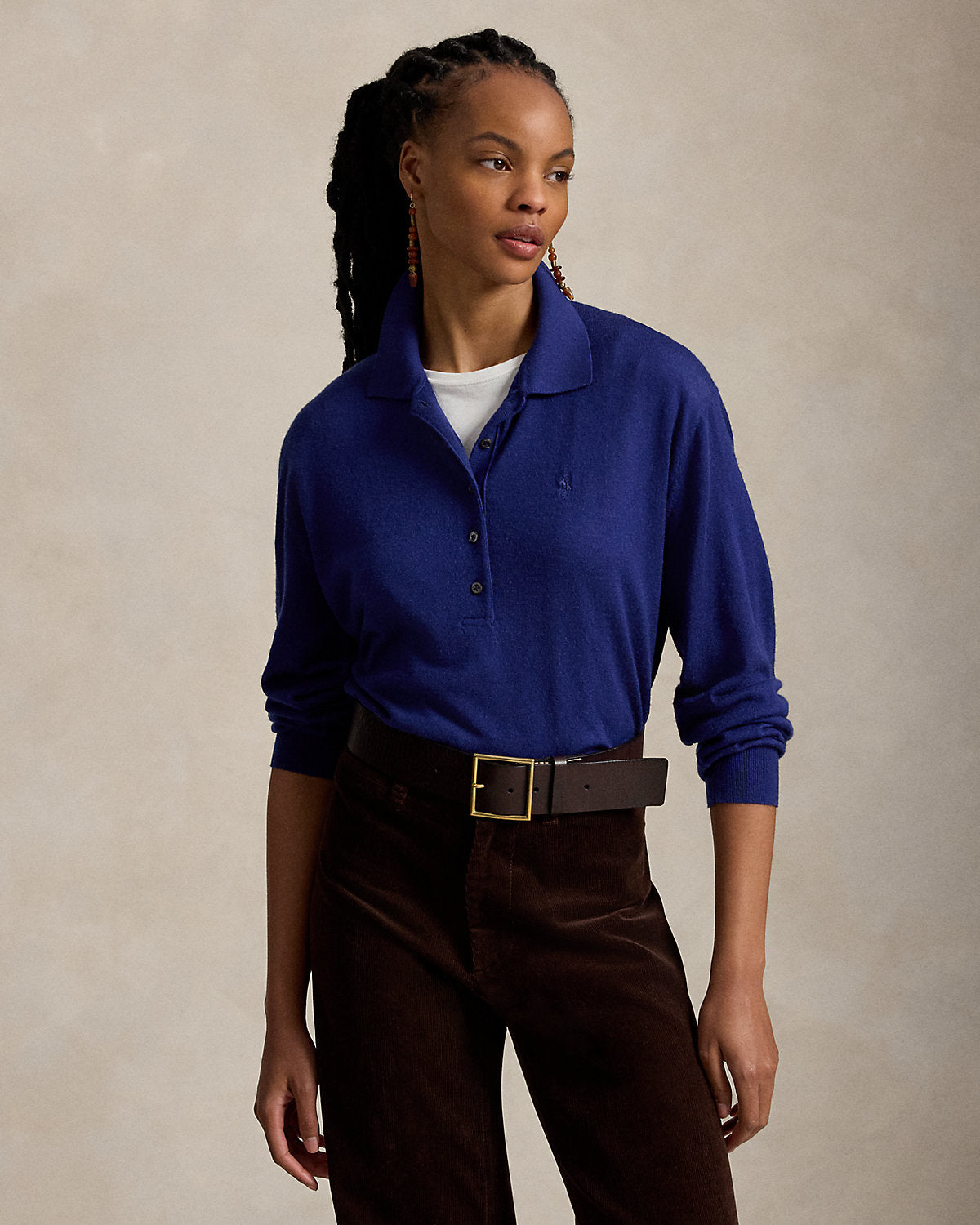 Women's Wool Polo-Collar Sweater