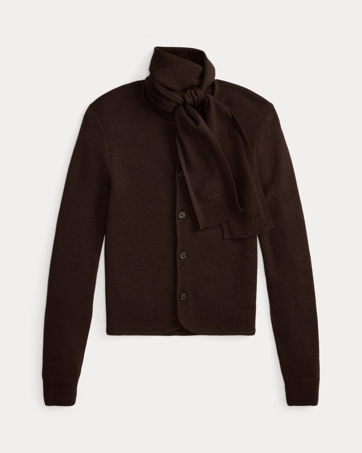 Tie-Scarf Wool Cardigan