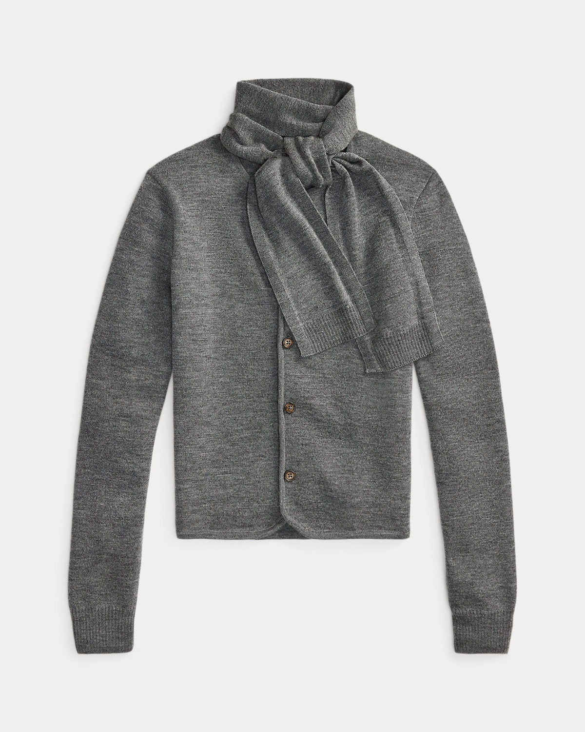 Tie-Scarf Wool Cardigan