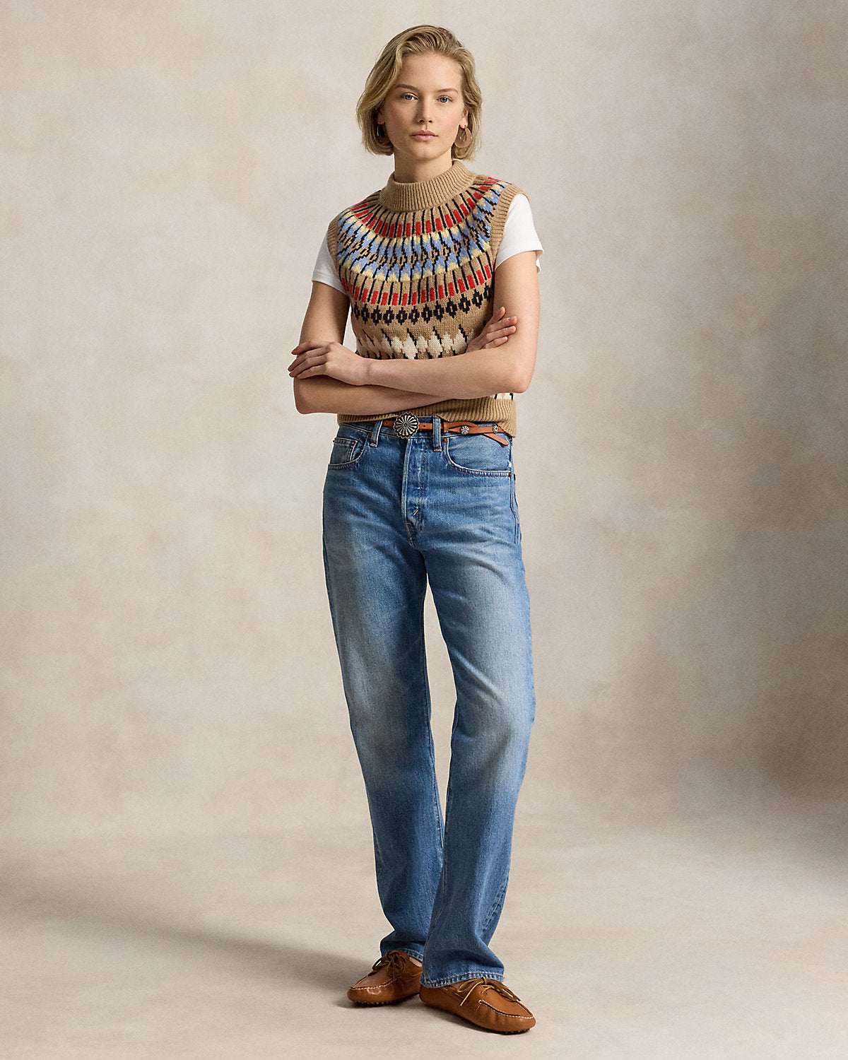 Geo-Motif Wool-Cashmere Mockneck