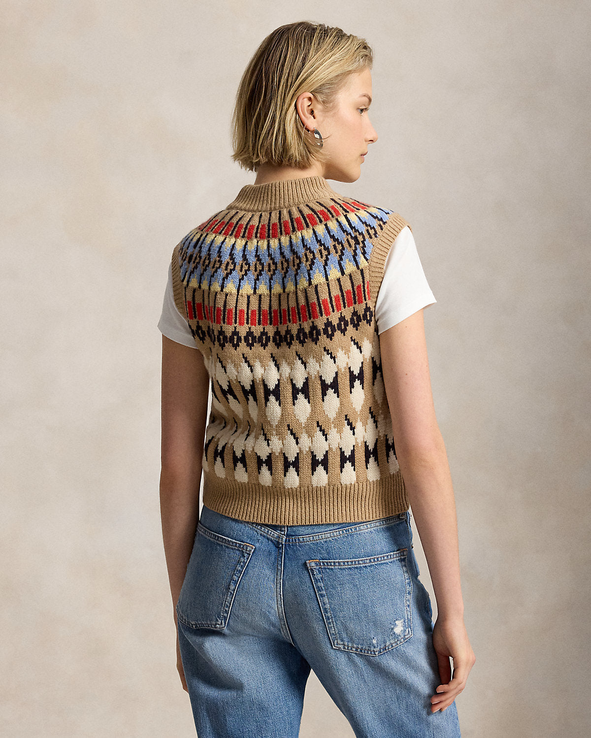 Geo-Motif Wool-Cashmere Mockneck