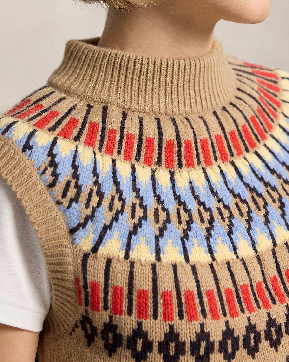 Geo-Motif Wool-Cashmere Mockneck