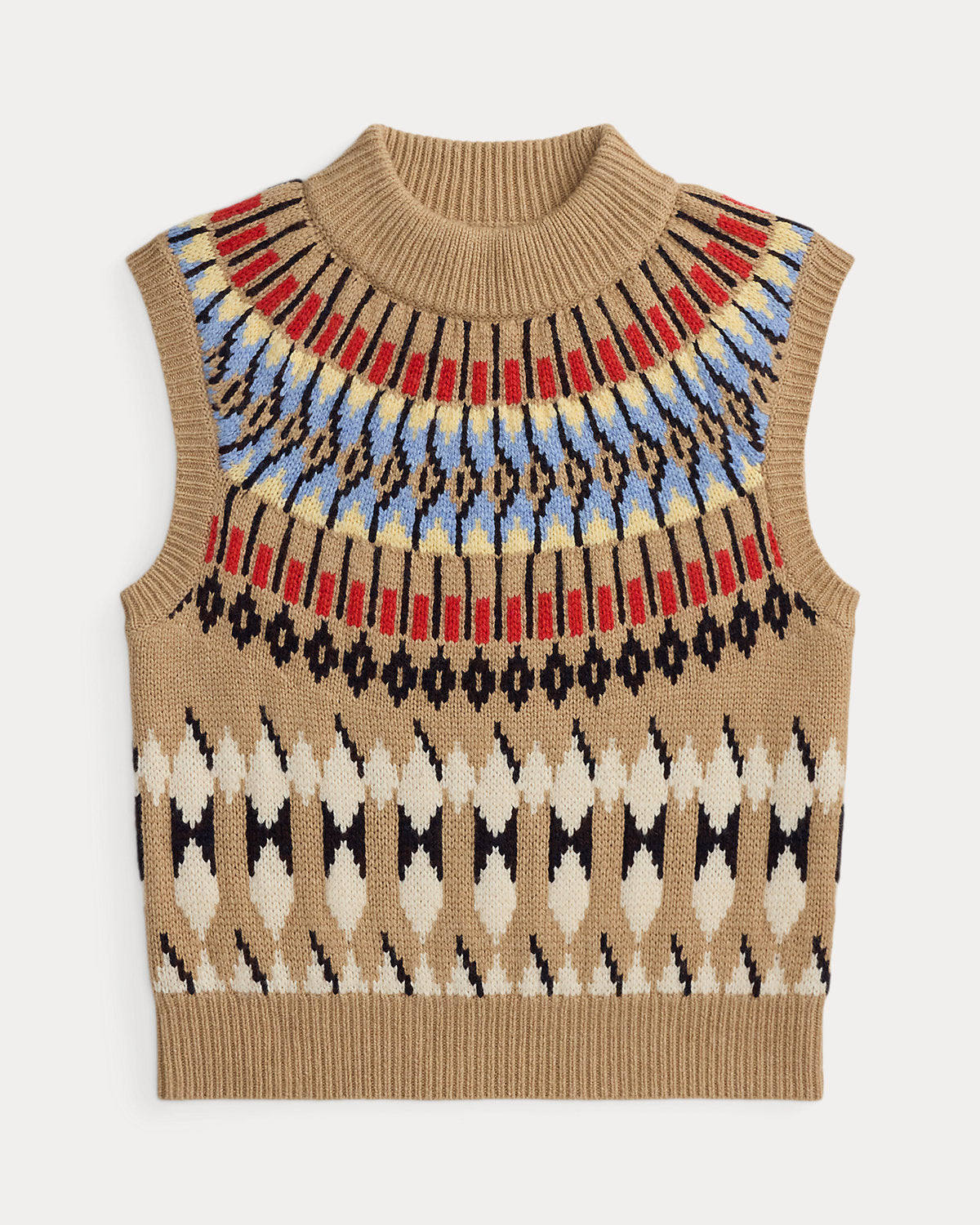 Geo-Motif Wool-Cashmere Mockneck
