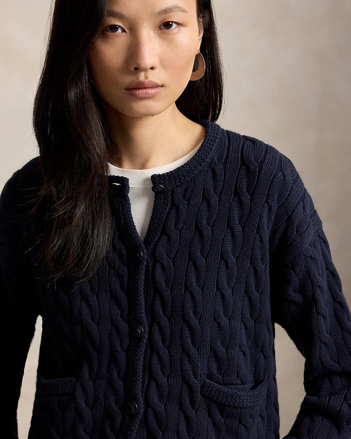 Cable-Knit Cotton-Blend Cardigan