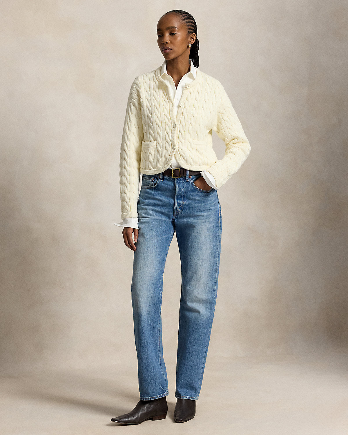 Cable-Knit Cotton-Blend Cardigan