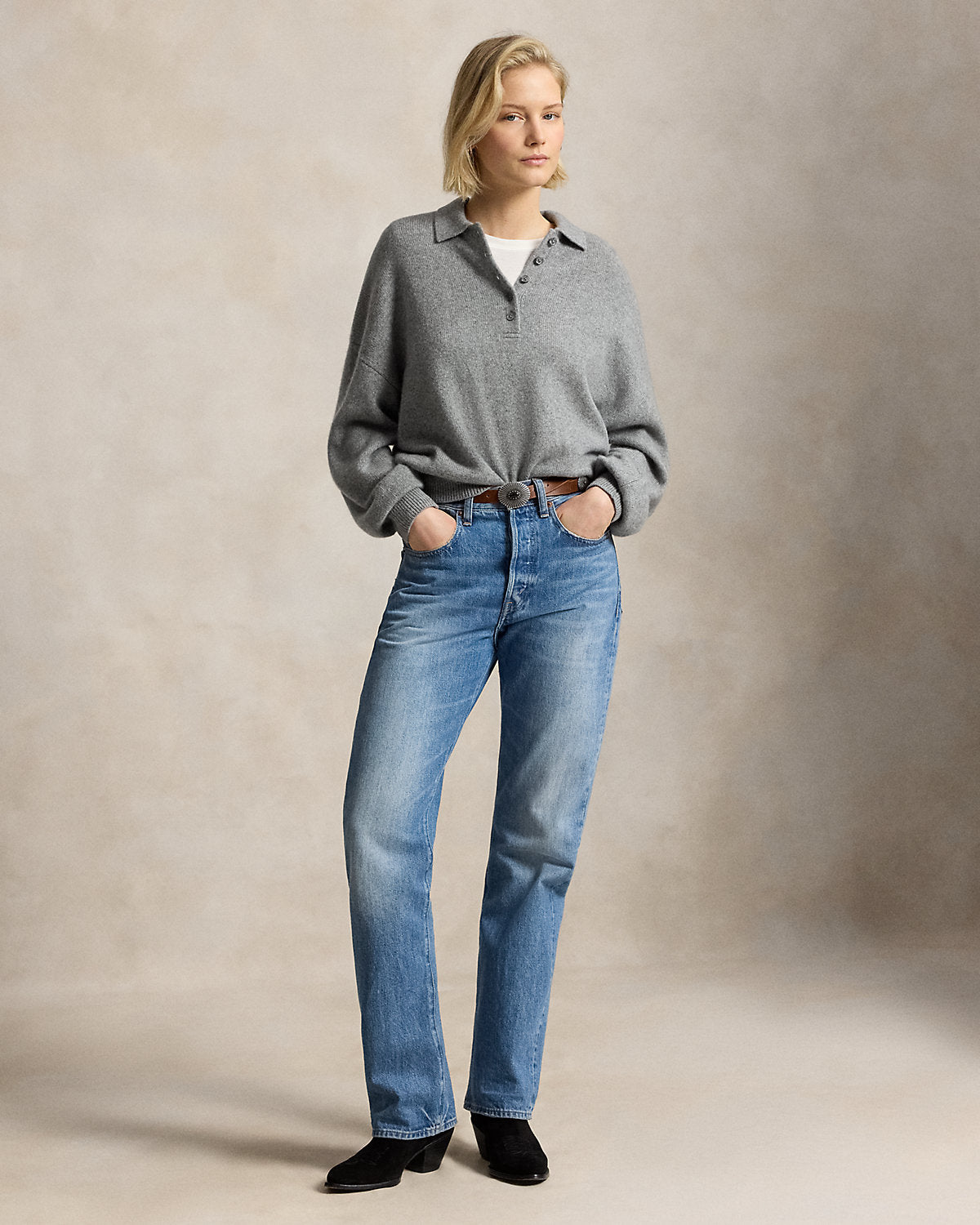 Polo-Collar Cashmere Sweater