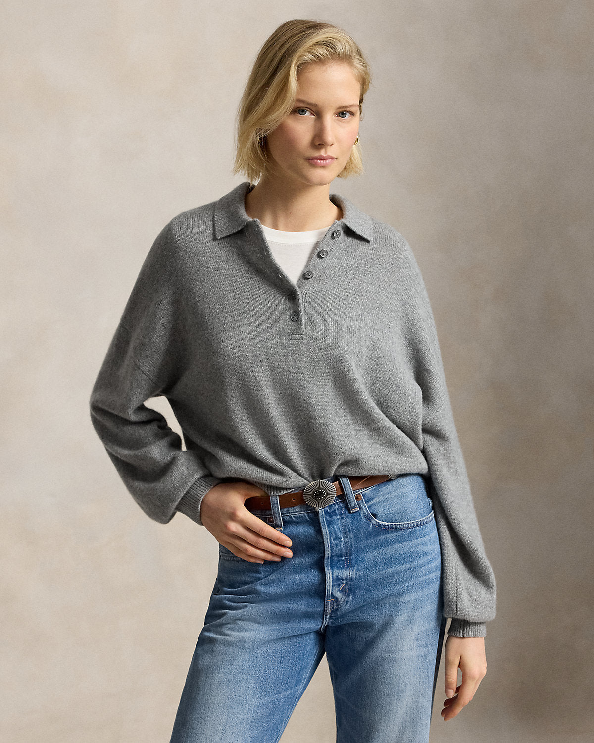 Polo-Collar Cashmere Sweater