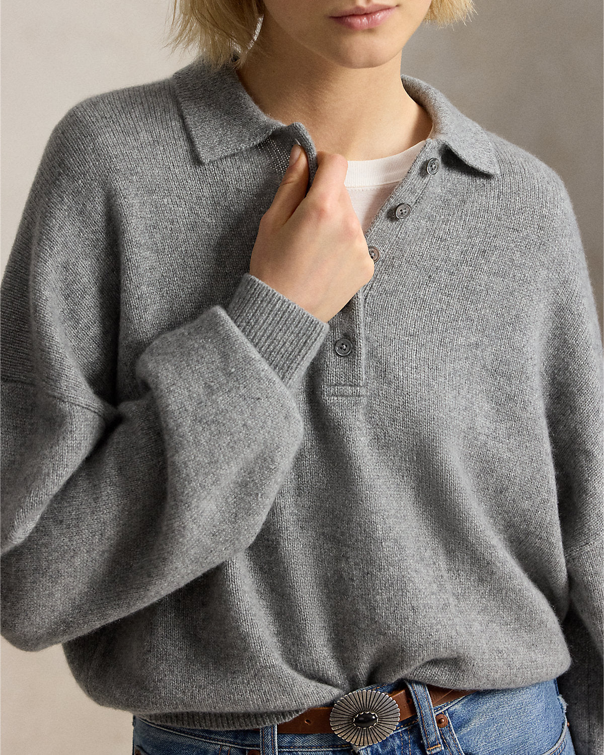 Polo-Collar Cashmere Sweater