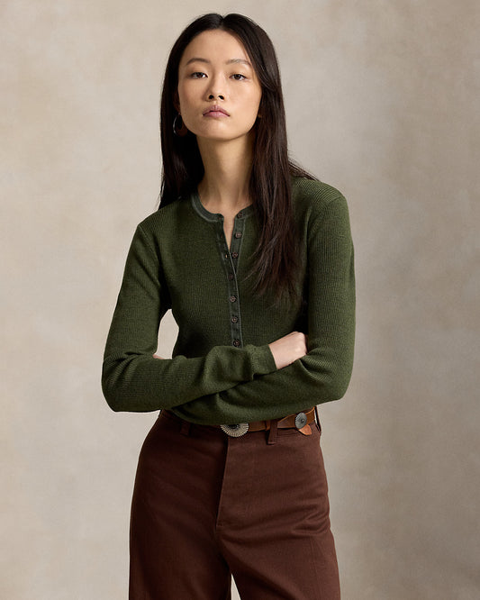 Rib-Knit Wool Cardigan