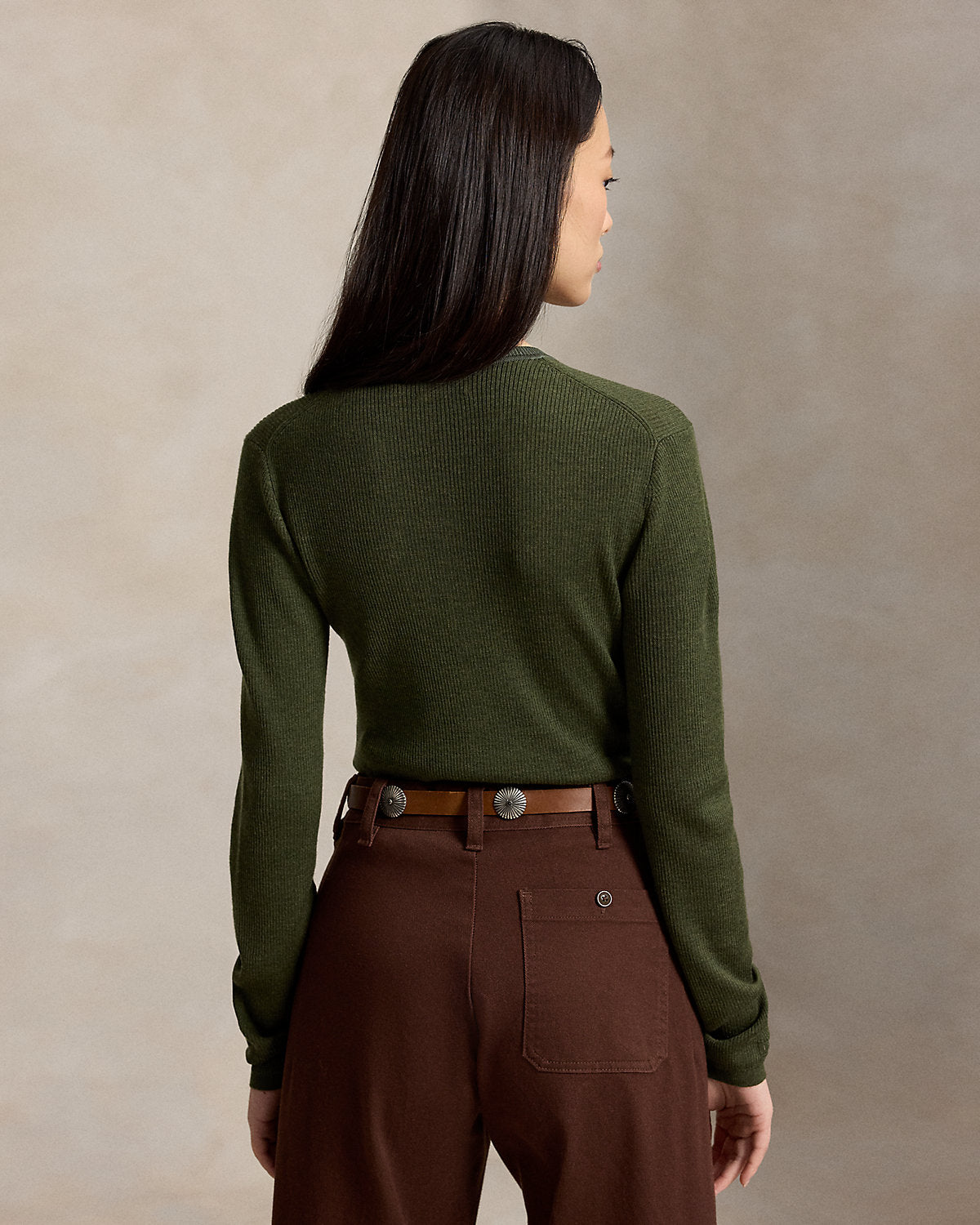 Rib-Knit Wool Cardigan