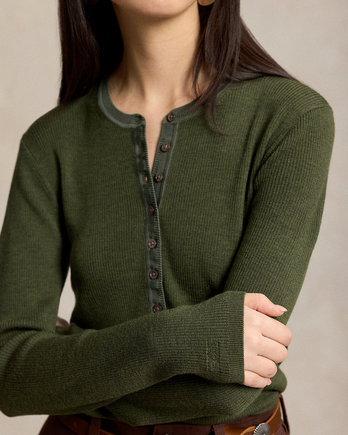 Rib-Knit Wool Cardigan