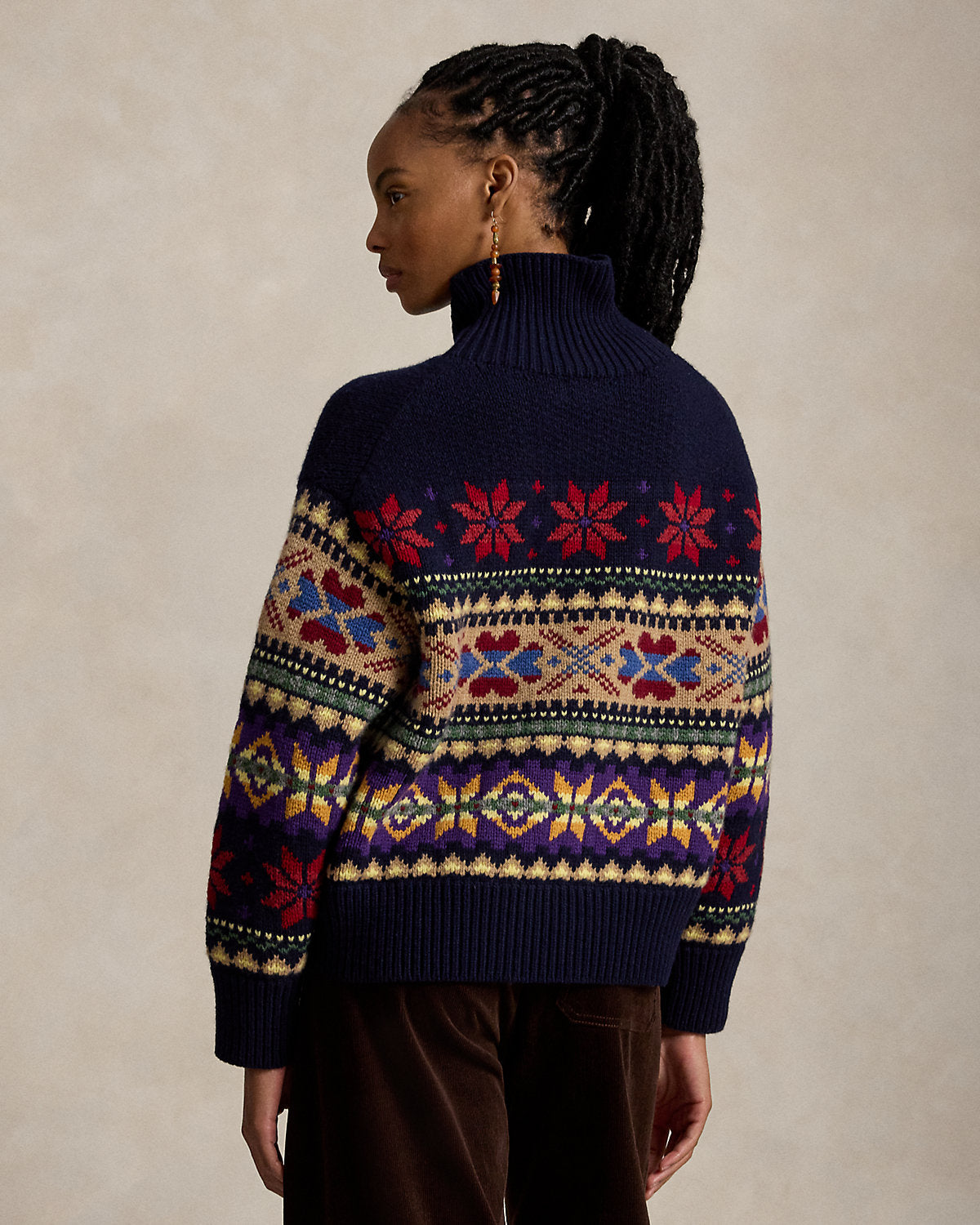 Geo-Motif Wool-Cashmere-Blend Turtleneck