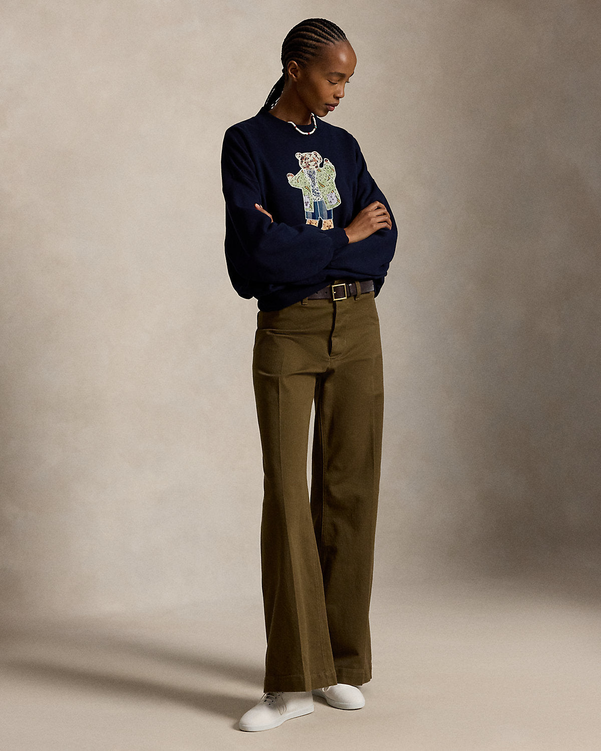 Patchwork Bear Fleece Crewneck
