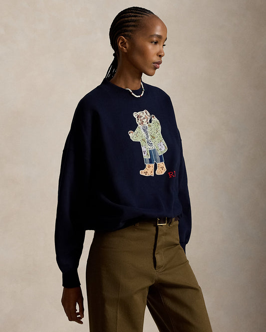Patchwork Bear Fleece Crewneck