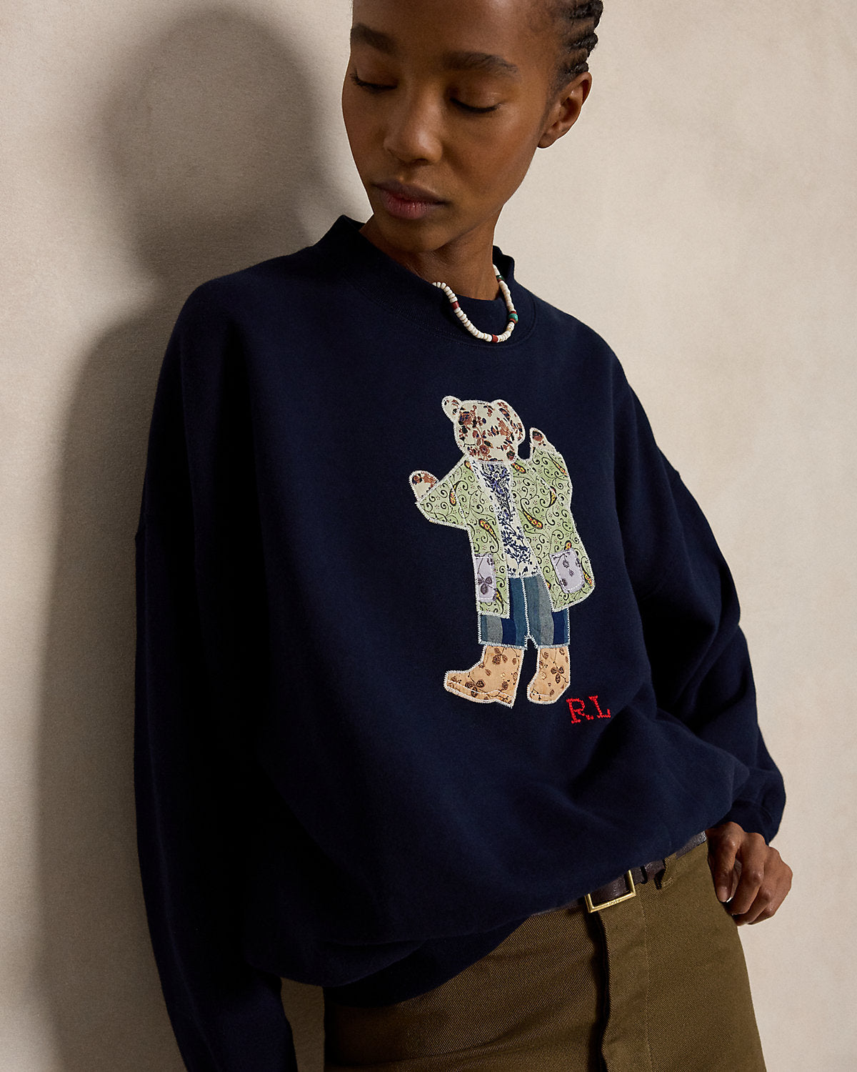 Patchwork Bear Fleece Crewneck