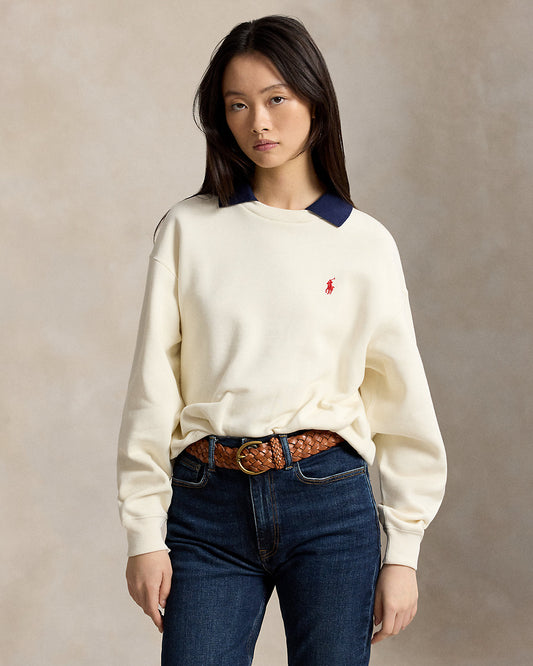 Polo-Collar Fleece Crewneck