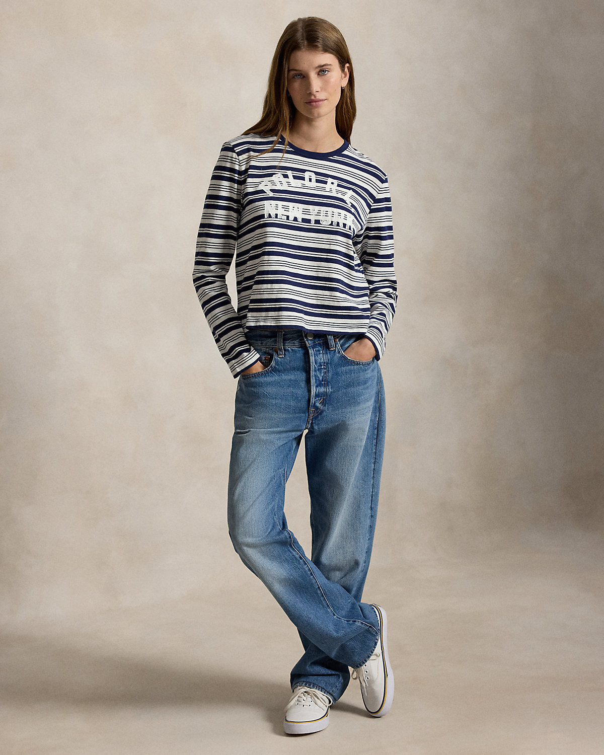 Logo Striped Jersey Long-Sleeve Tee