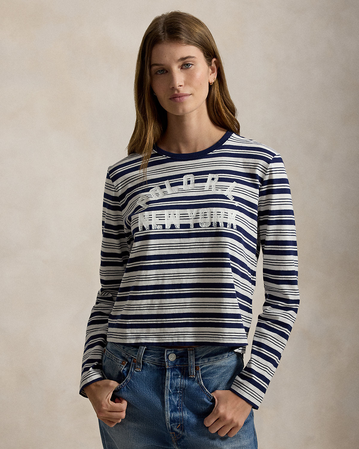 Logo Striped Jersey Long-Sleeve Tee