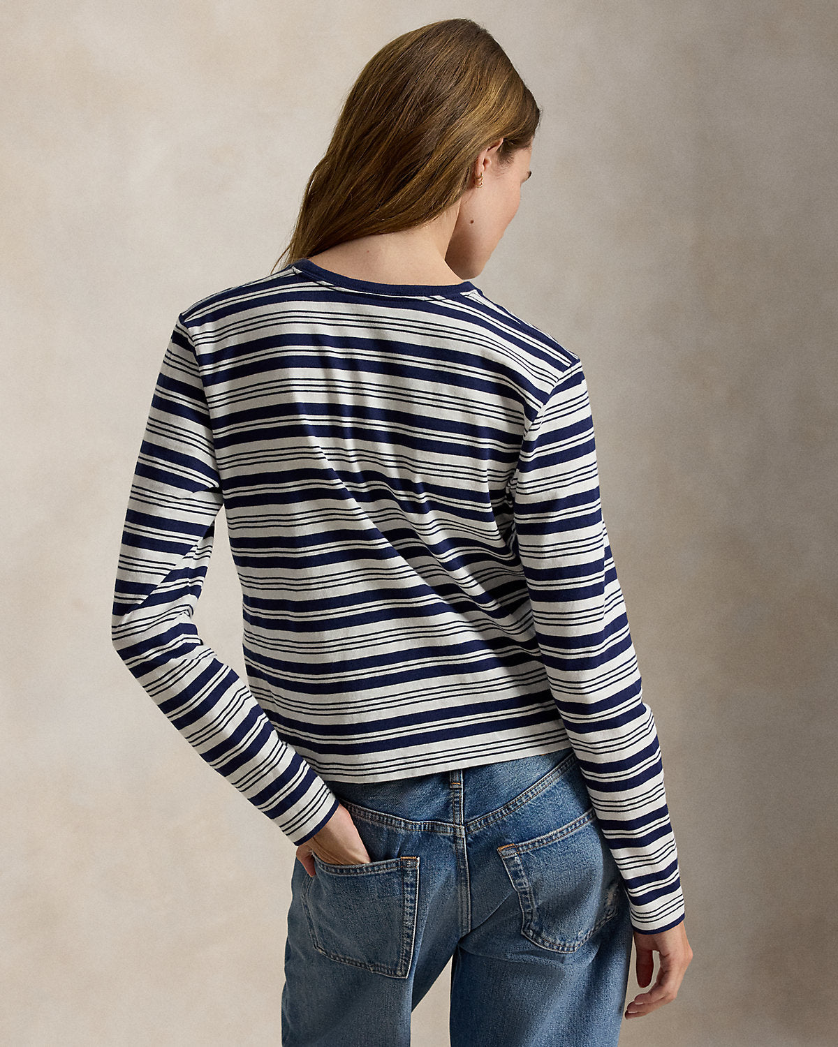 Logo Striped Jersey Long-Sleeve Tee