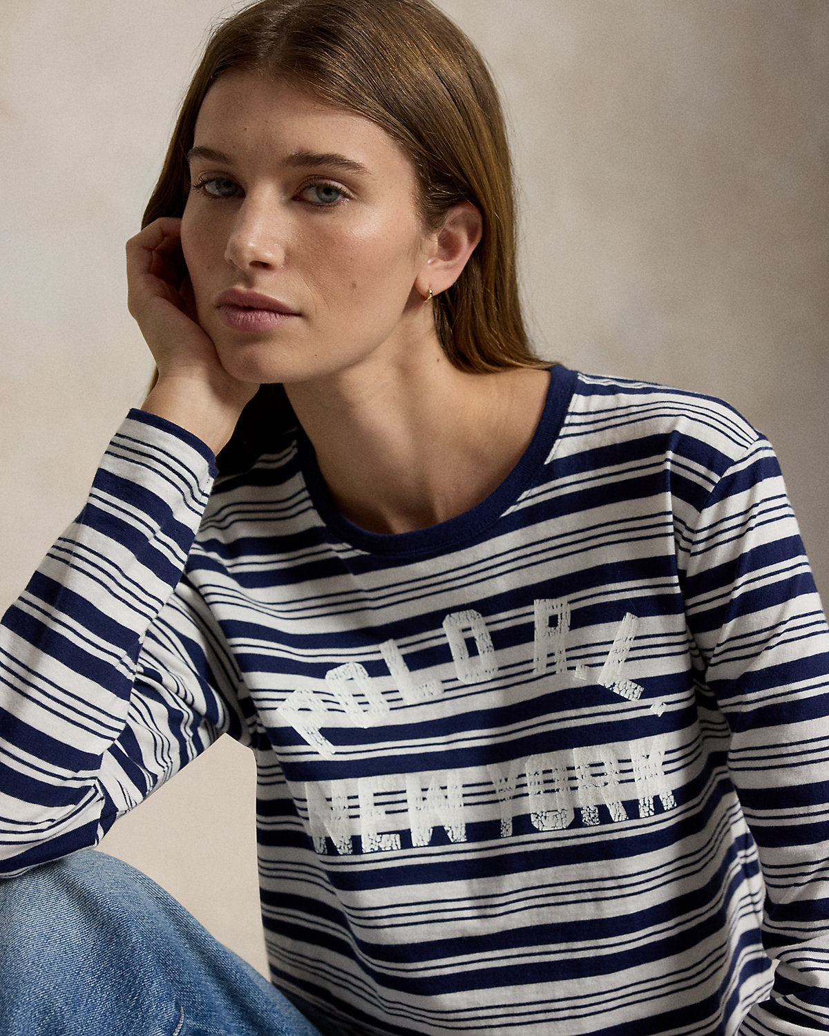Logo Striped Jersey Long-Sleeve Tee