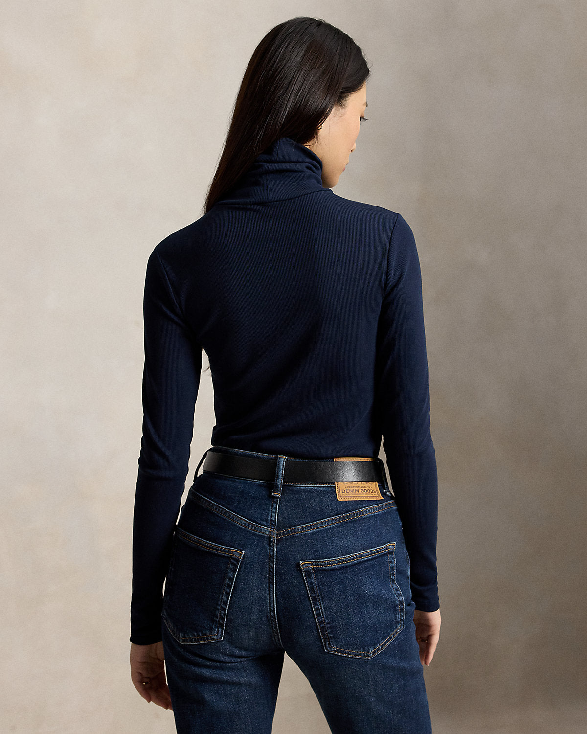 Stretch-Cotton Ribbed Turtleneck