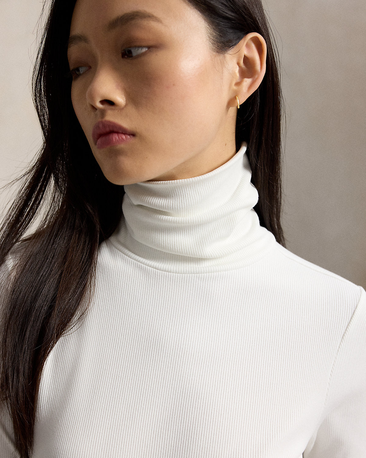 Stretch-Cotton Ribbed Turtleneck
