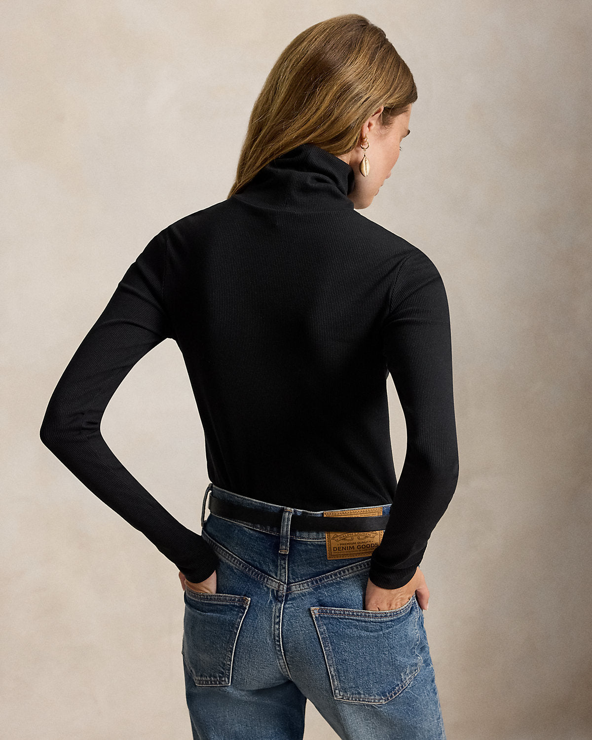Stretch-Cotton Ribbed Turtleneck