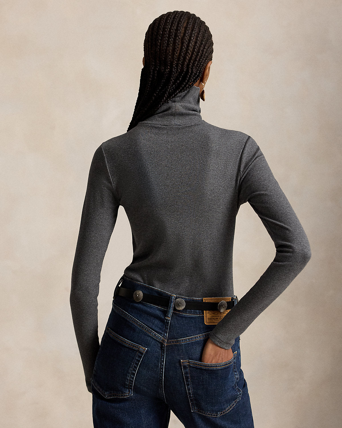 Stretch-Cotton Ribbed Turtleneck