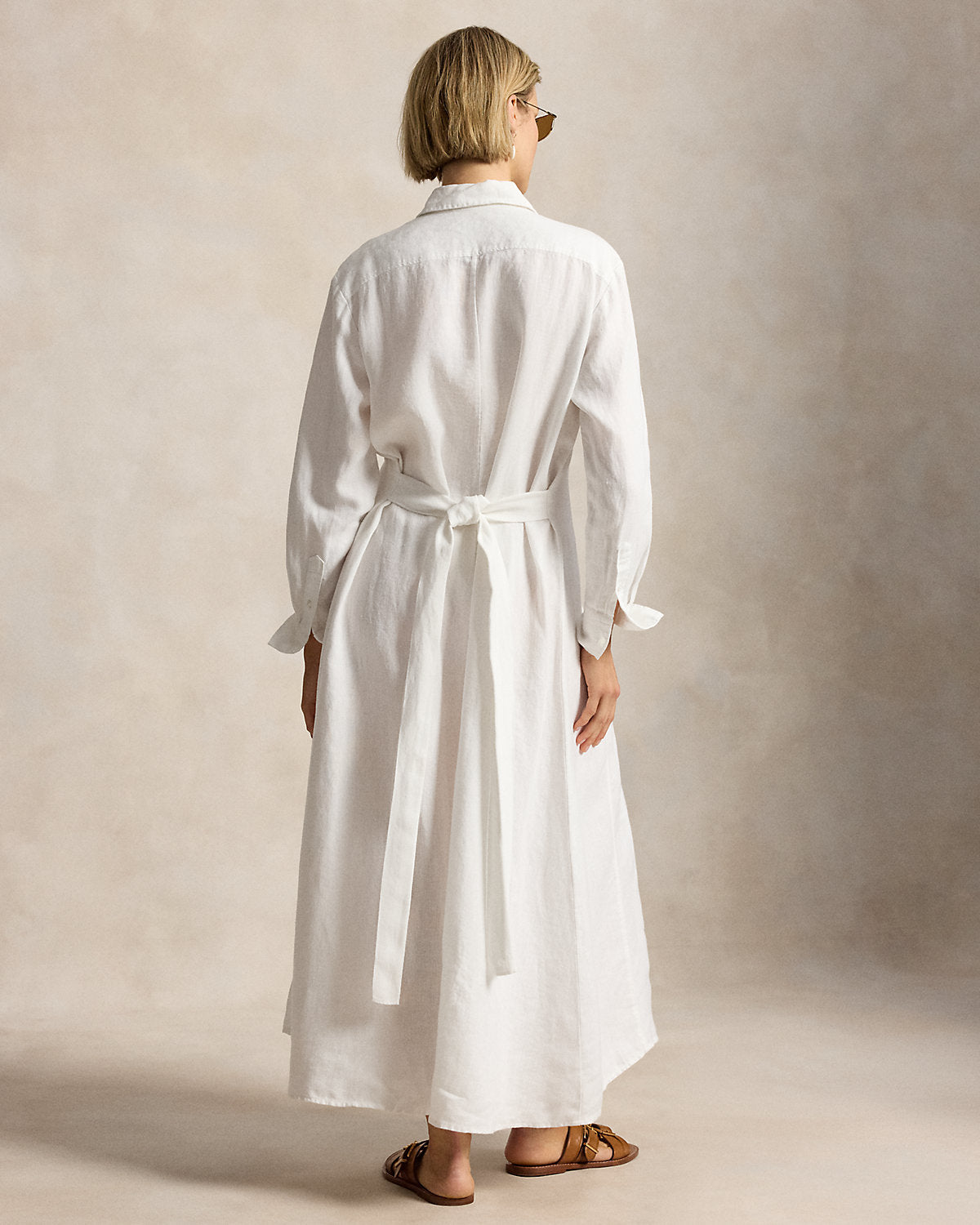 Self-Tie Linen Shirtdress