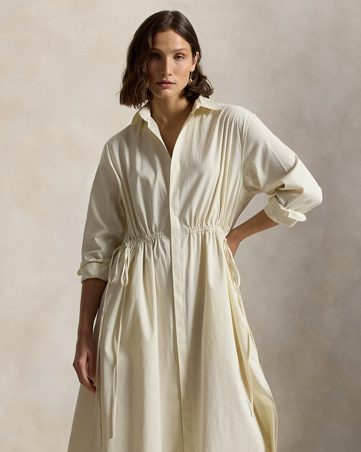 Cotton Drawcord Shirtdress