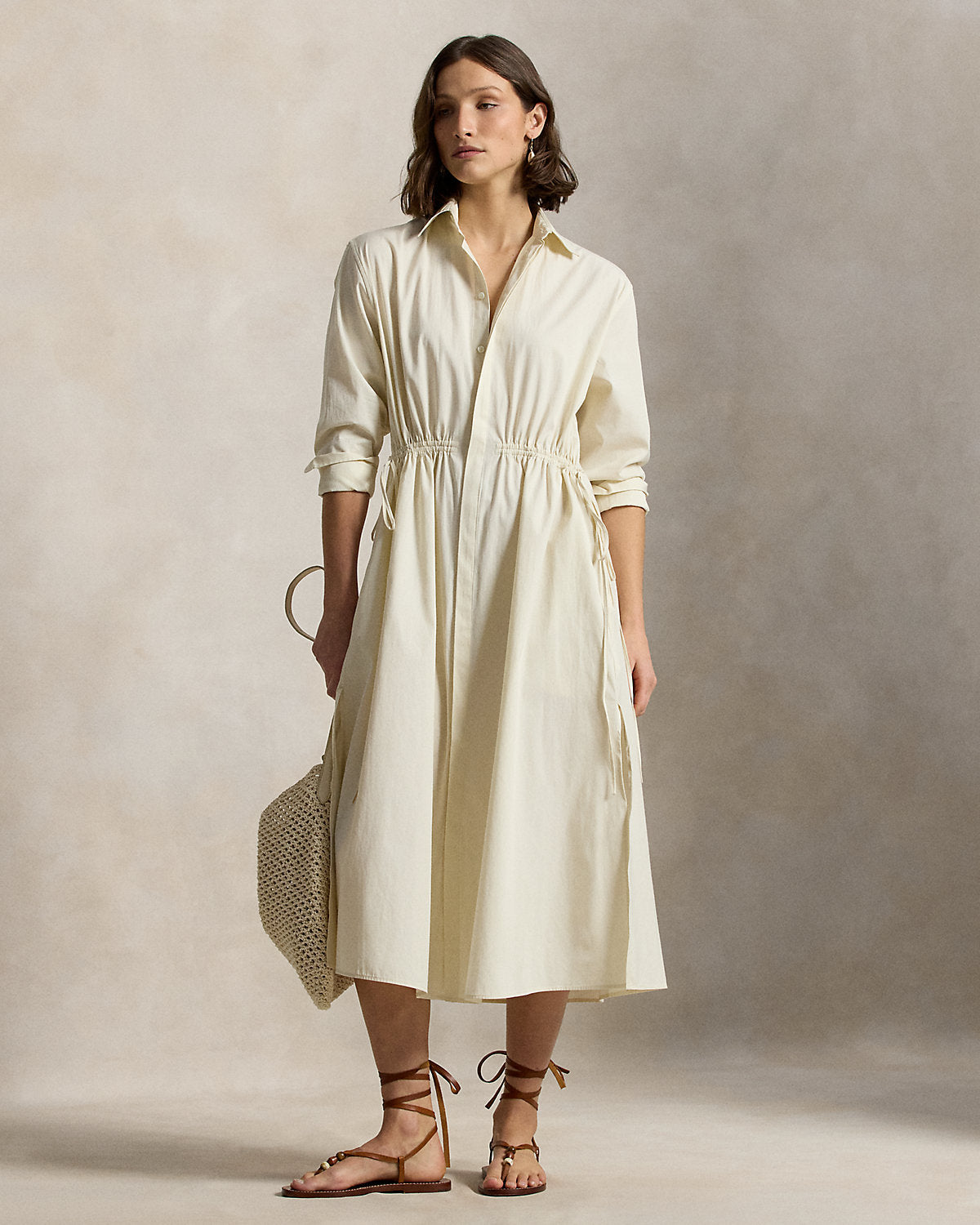 Cotton Drawcord Shirtdress