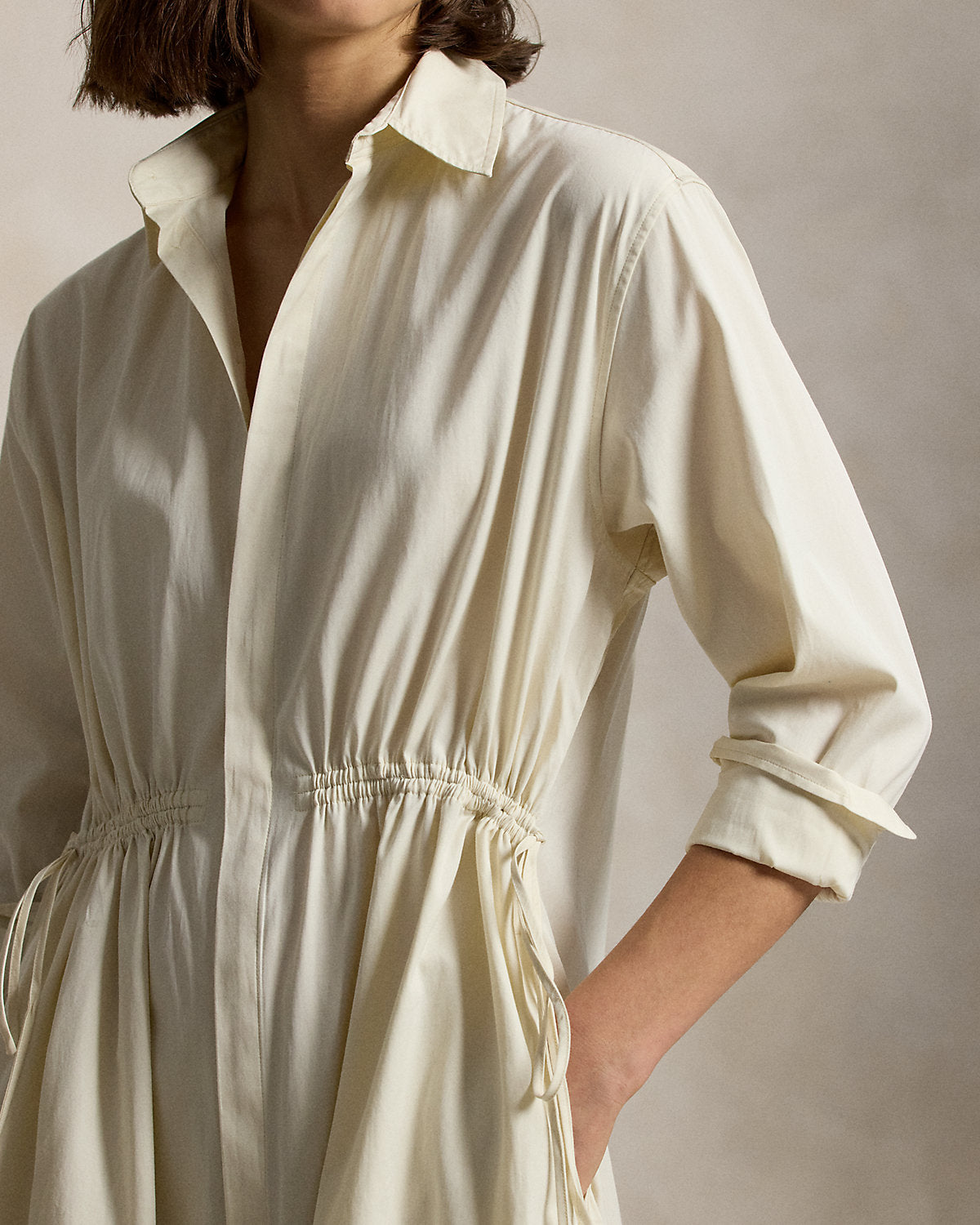Cotton Drawcord Shirtdress