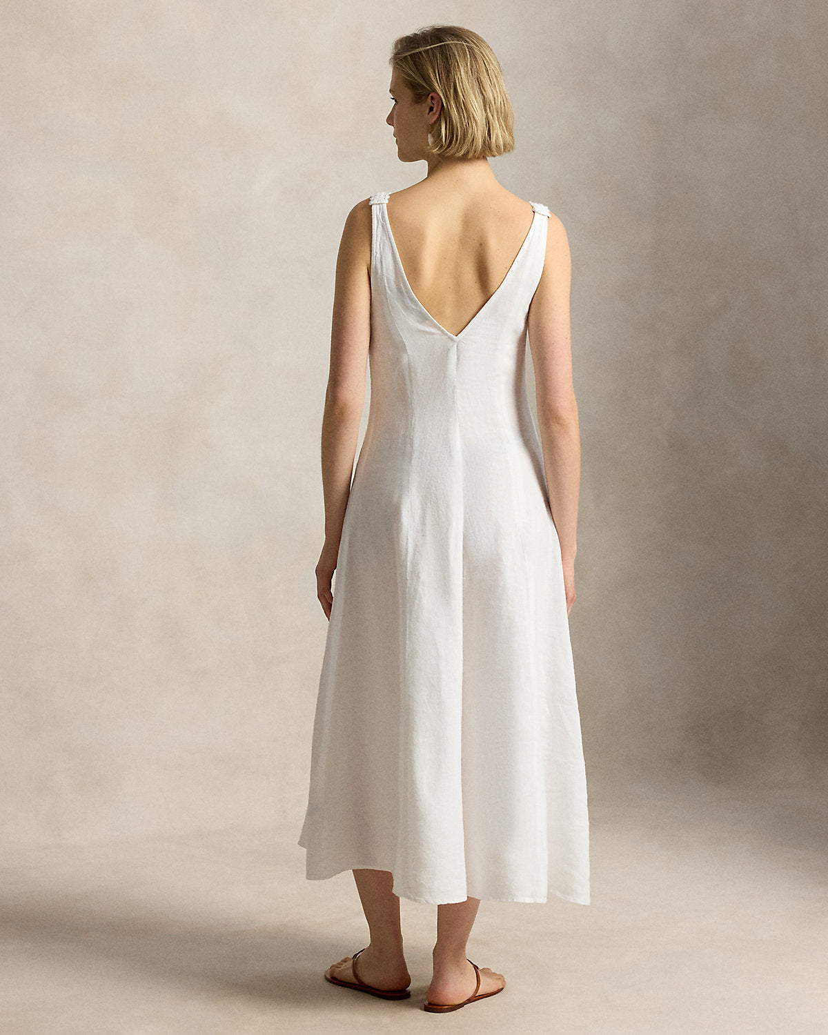Crochet-Trim Linen Dress