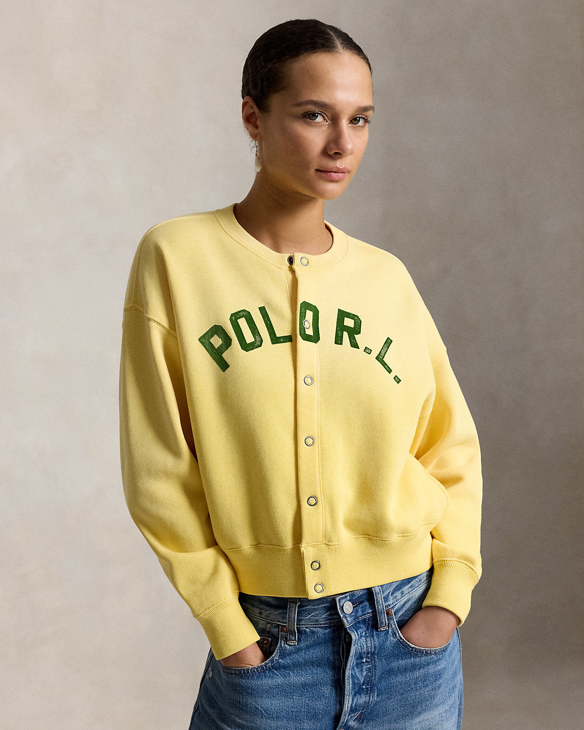 Logo Fleece Snapped Cardigan
