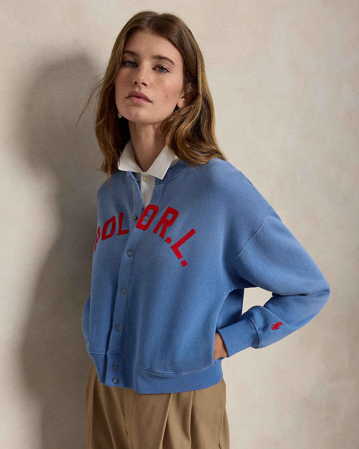 Logo Fleece Snapped Cardigan