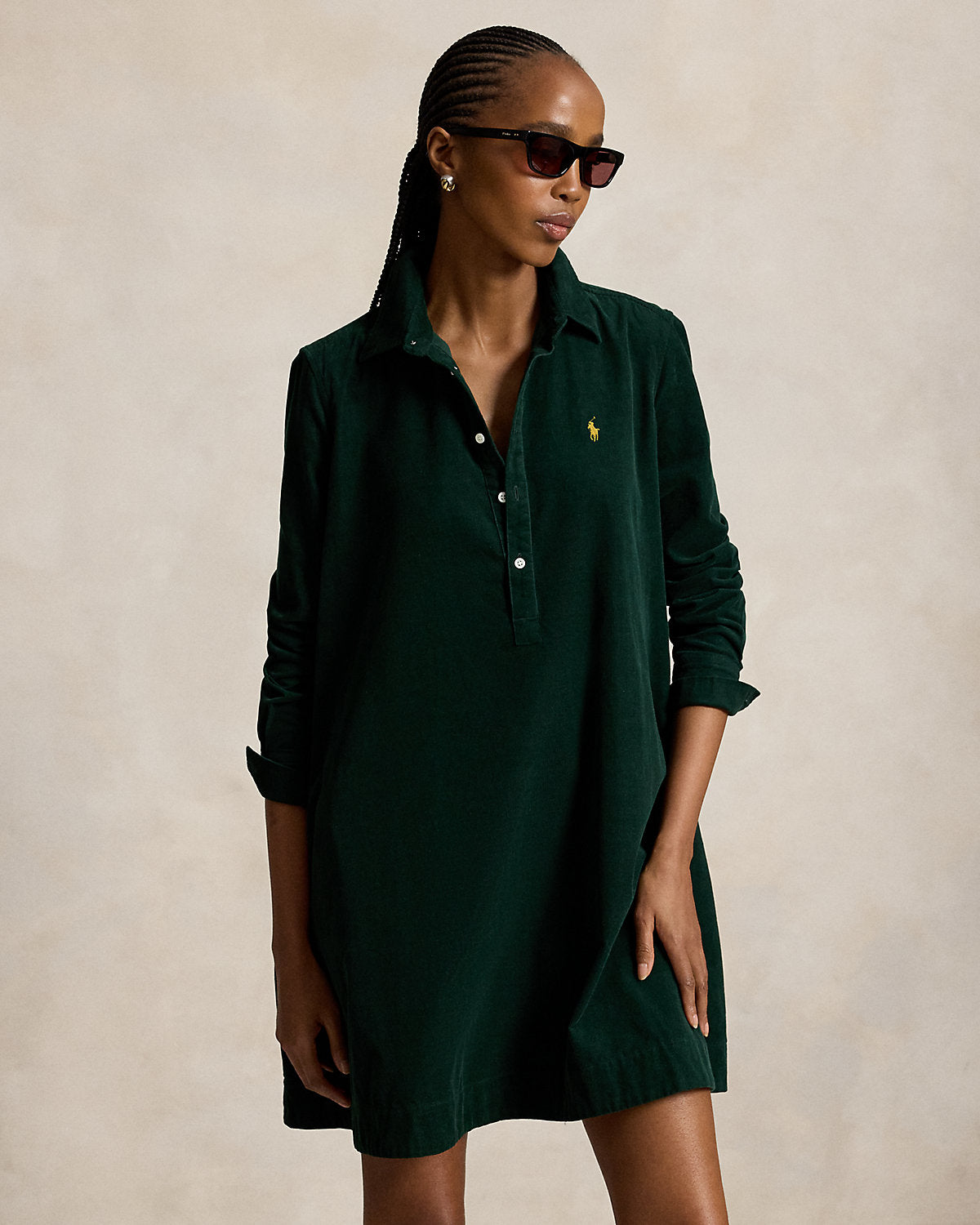Corduroy Pleated Shirtdress