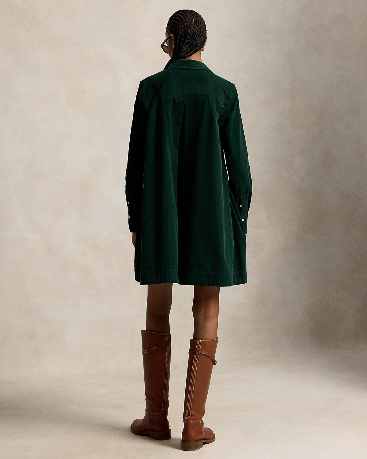 Corduroy Pleated Shirtdress