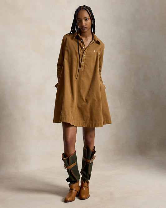 Corduroy Pleated Shirtdress