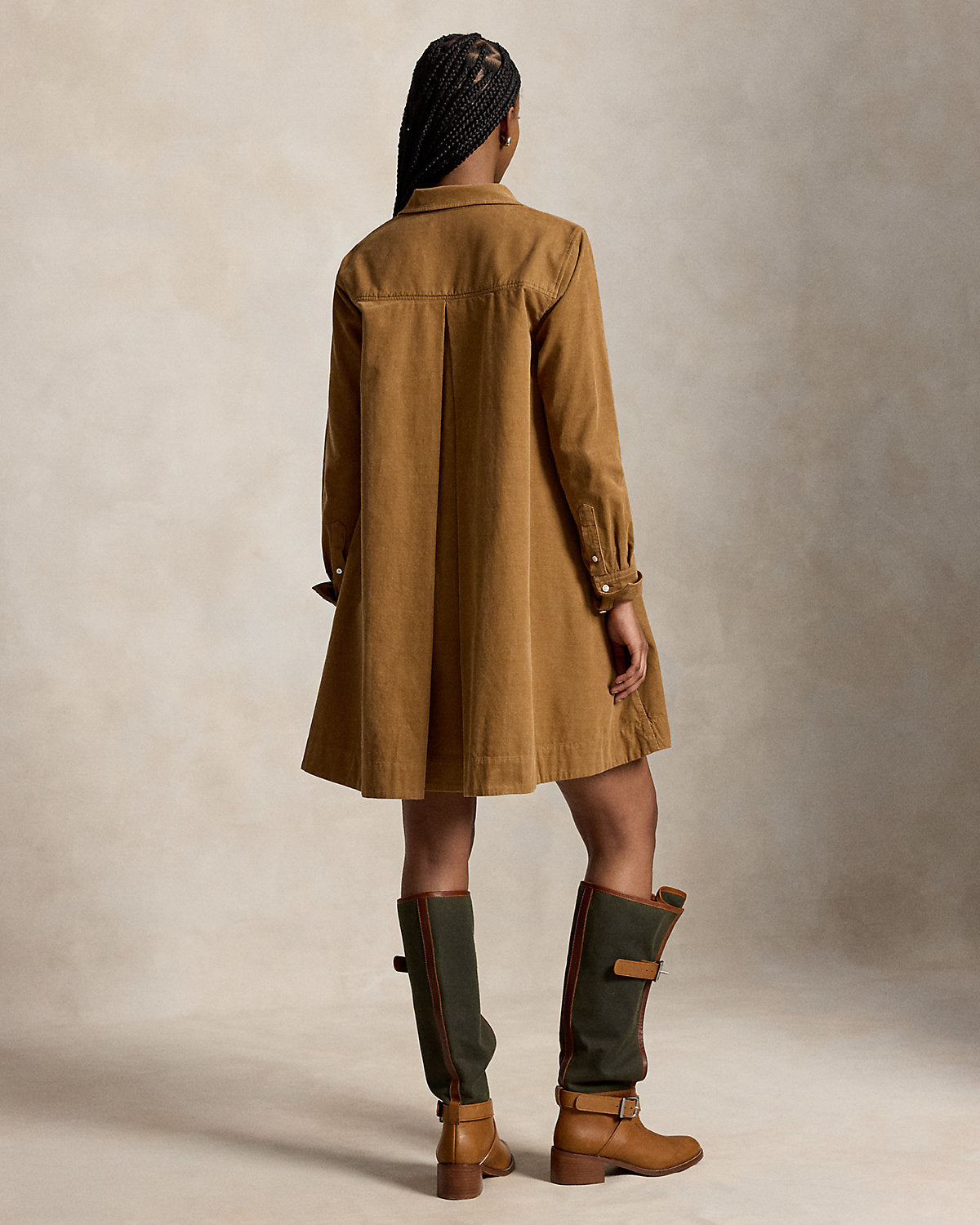 Corduroy Pleated Shirtdress