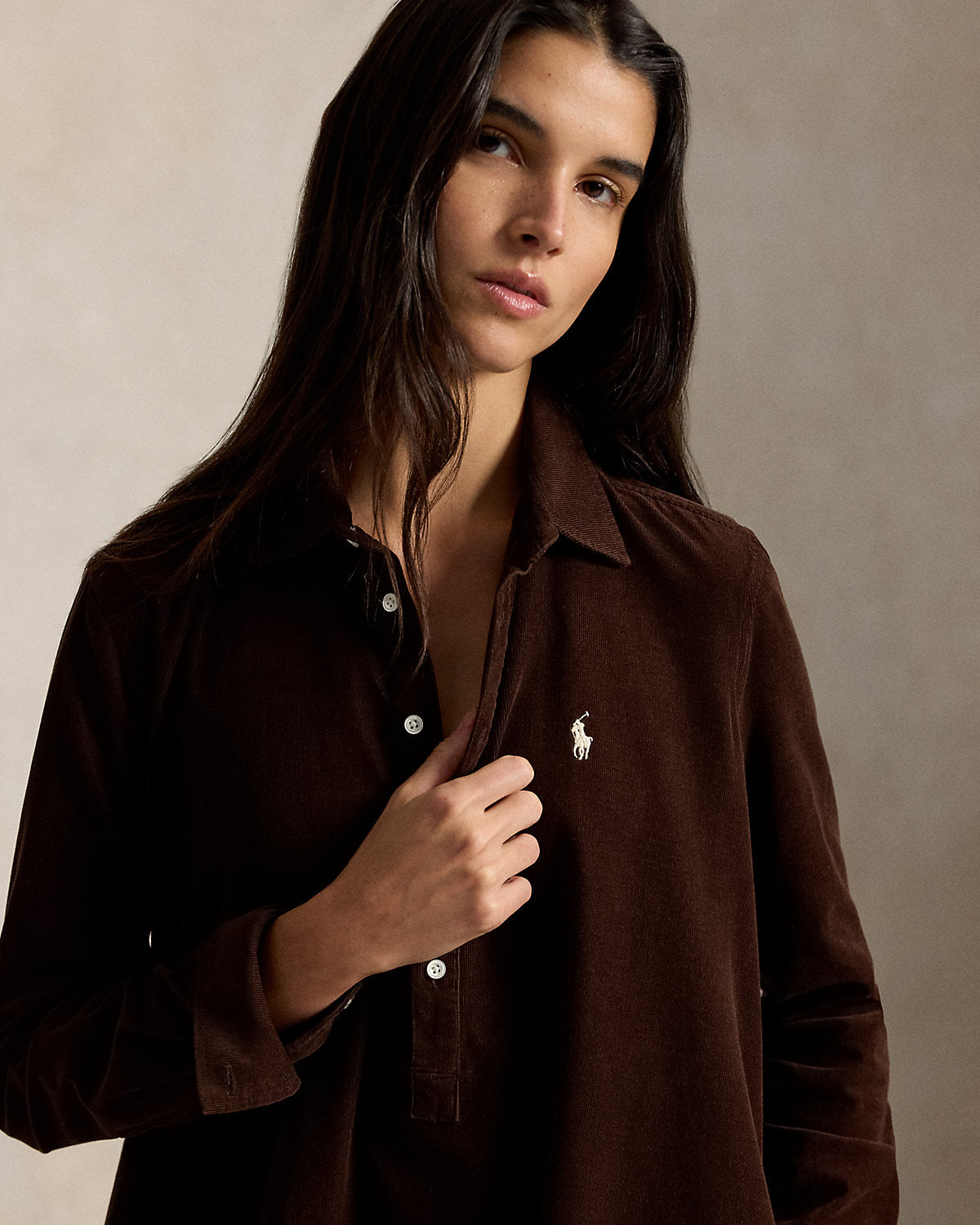 Corduroy Pleated Shirtdress