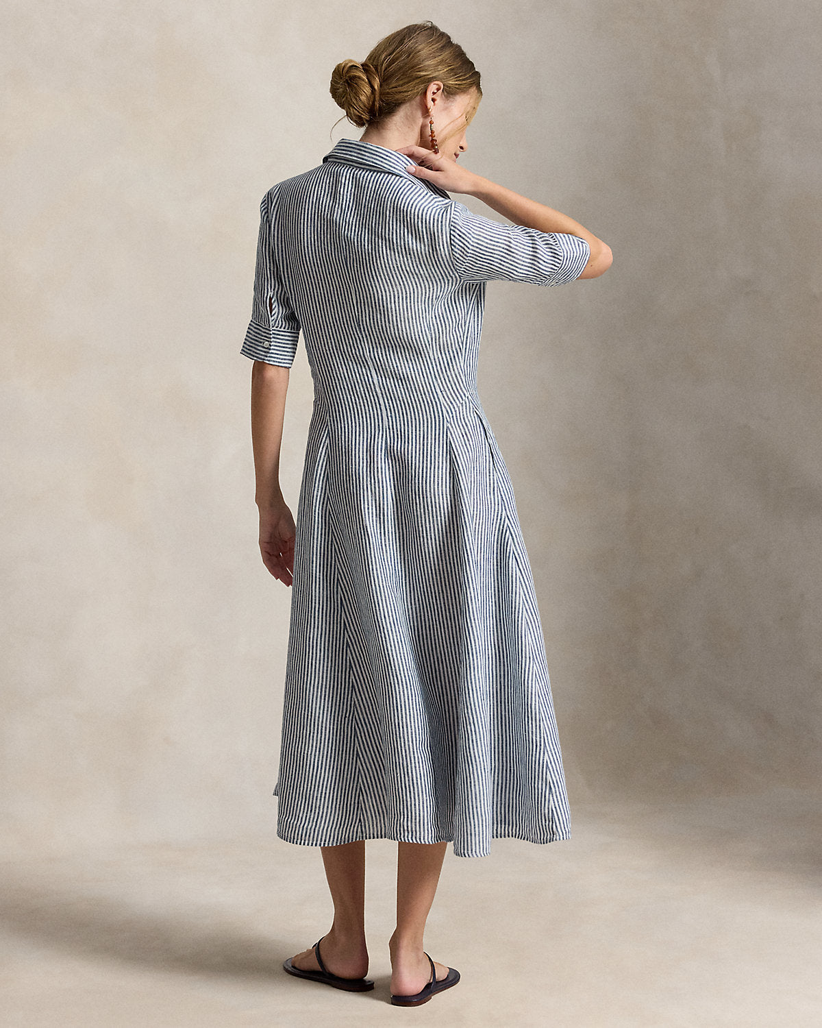Striped Linen Paneled Shirtdress
