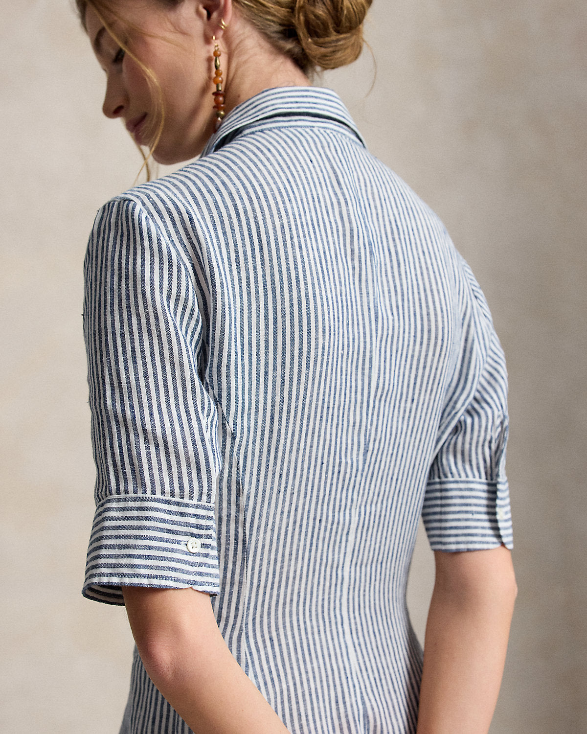 Striped Linen Paneled Shirtdress