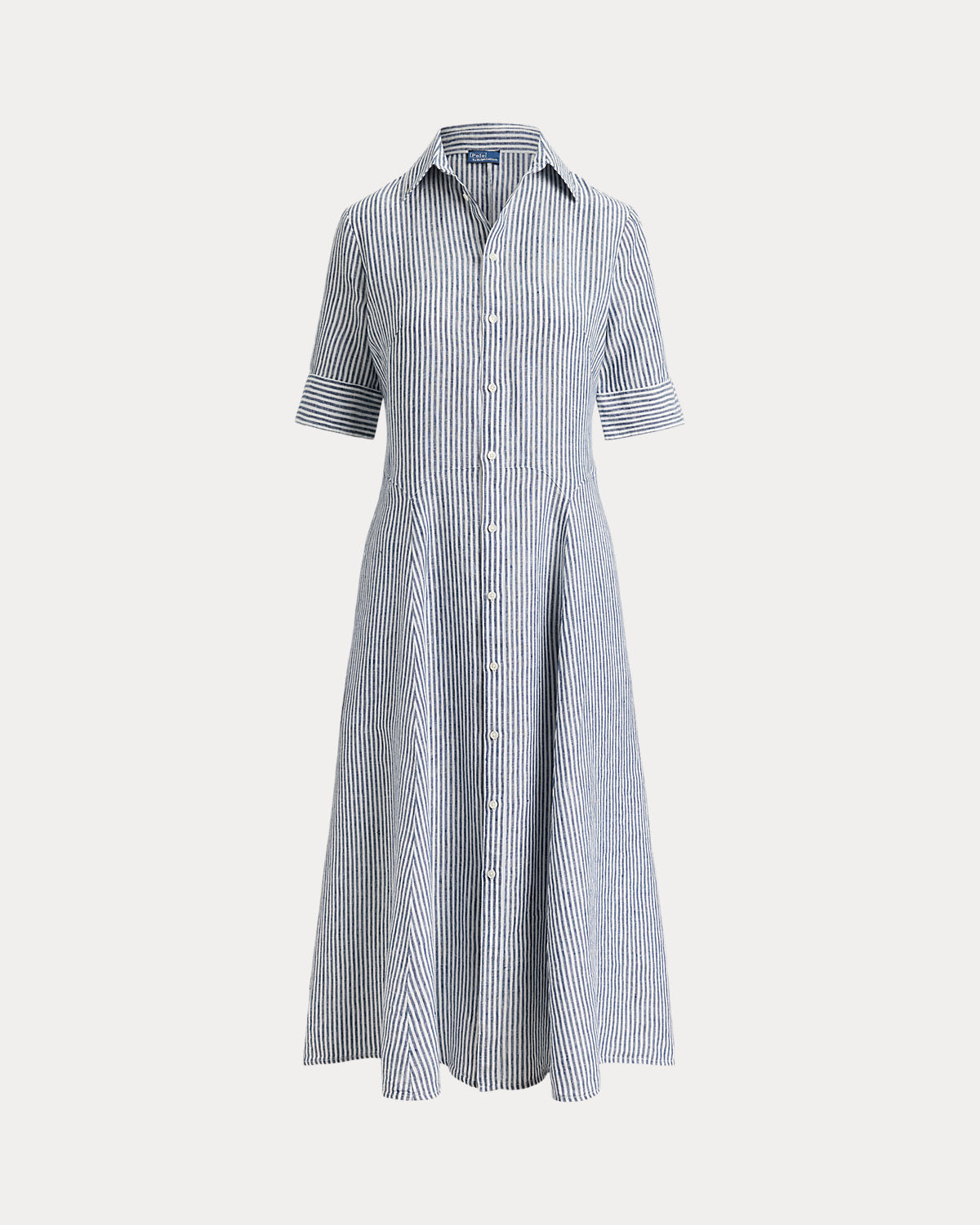 Striped Linen Paneled Shirtdress
