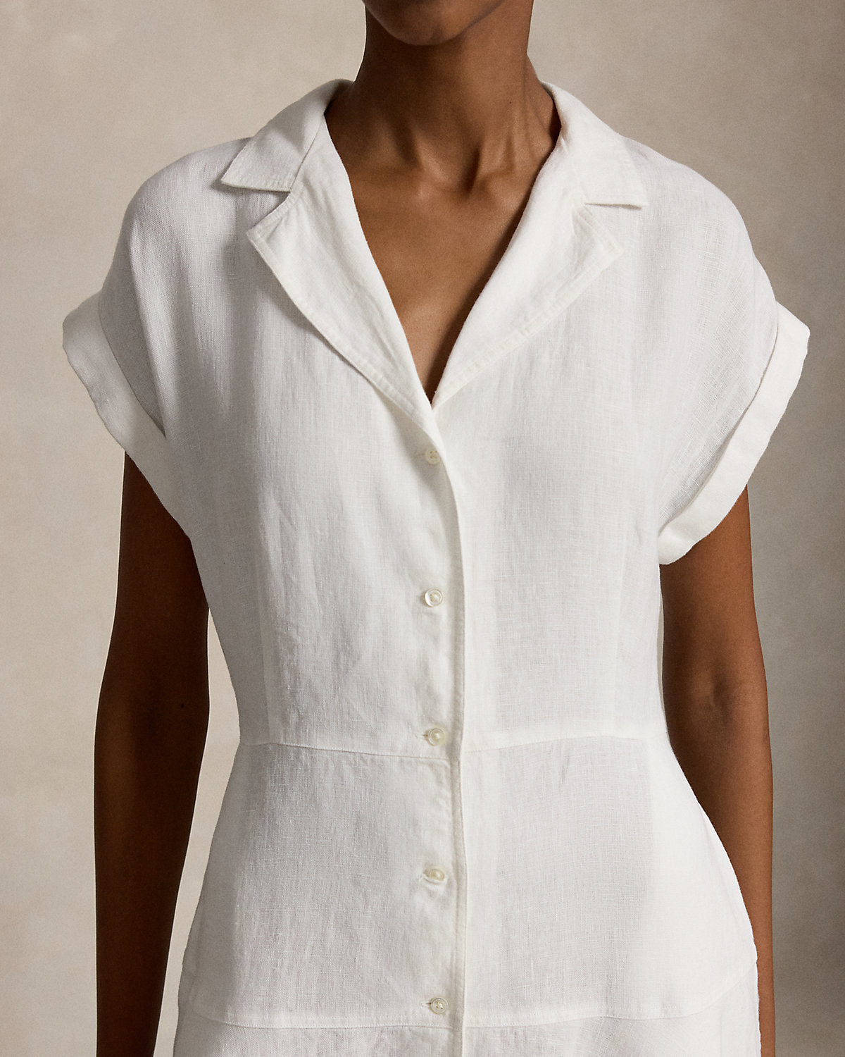 Linen Cap-Sleeve Shirtdress