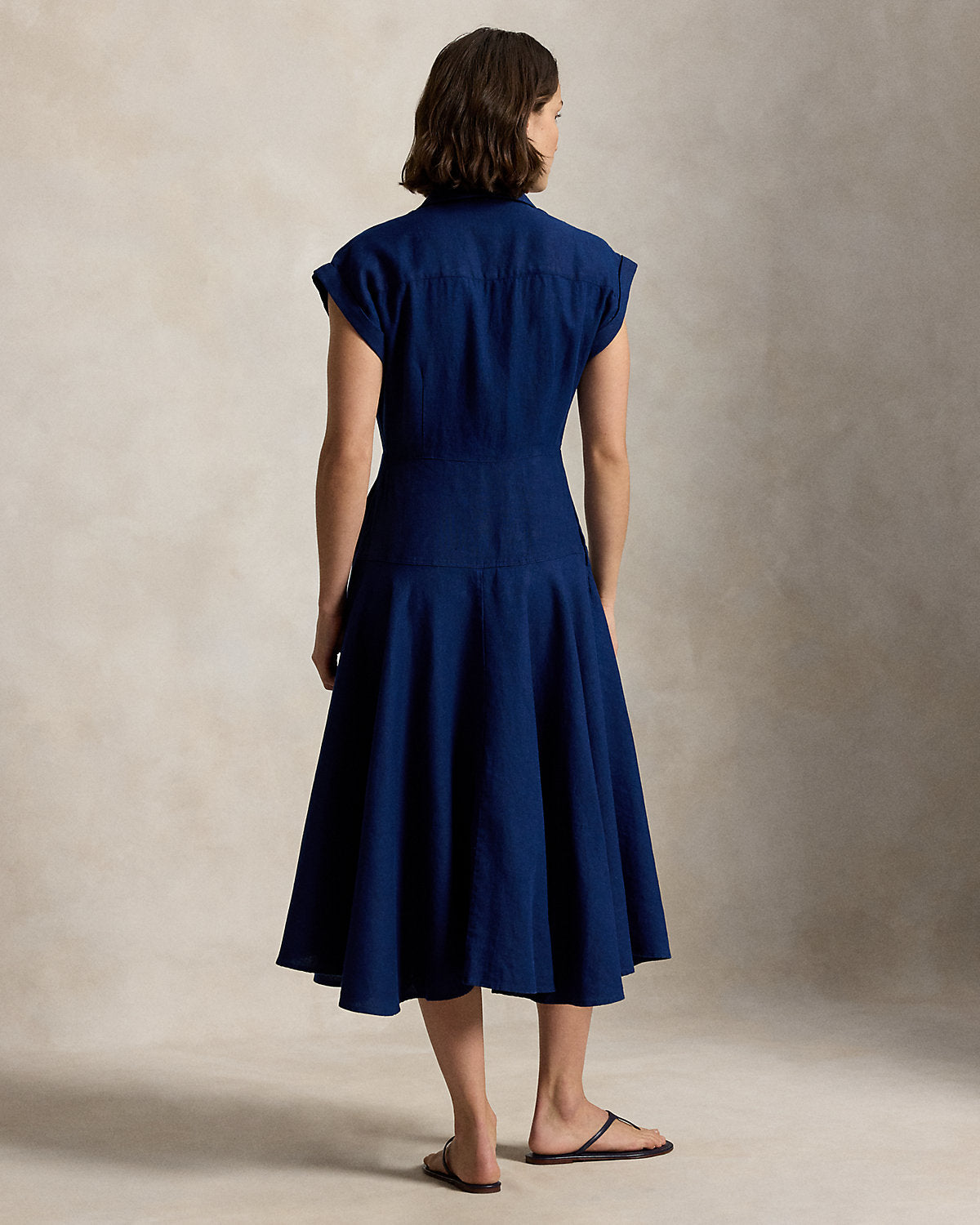 Linen Cap-Sleeve Shirtdress