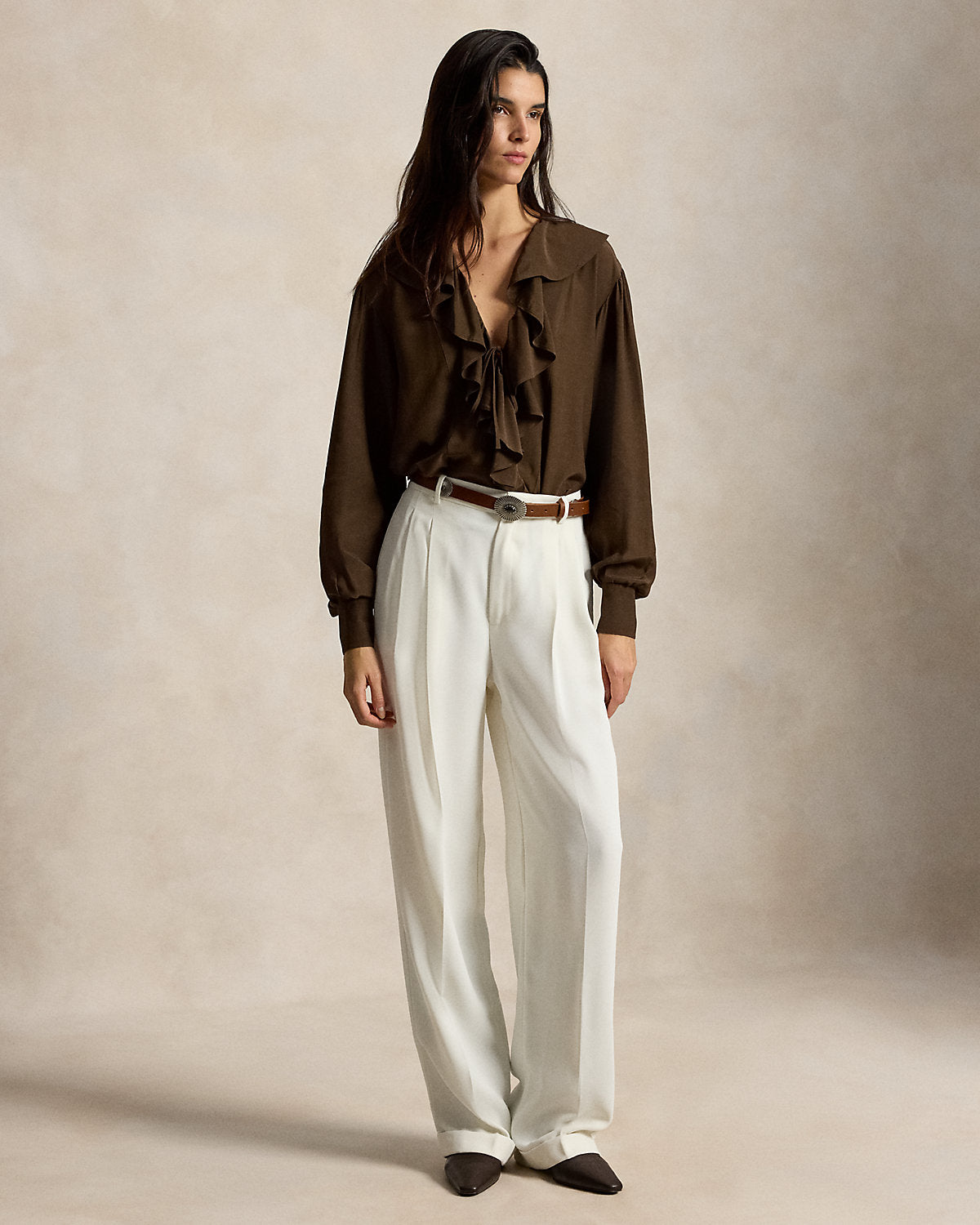 Ruffled Crepe Shirt