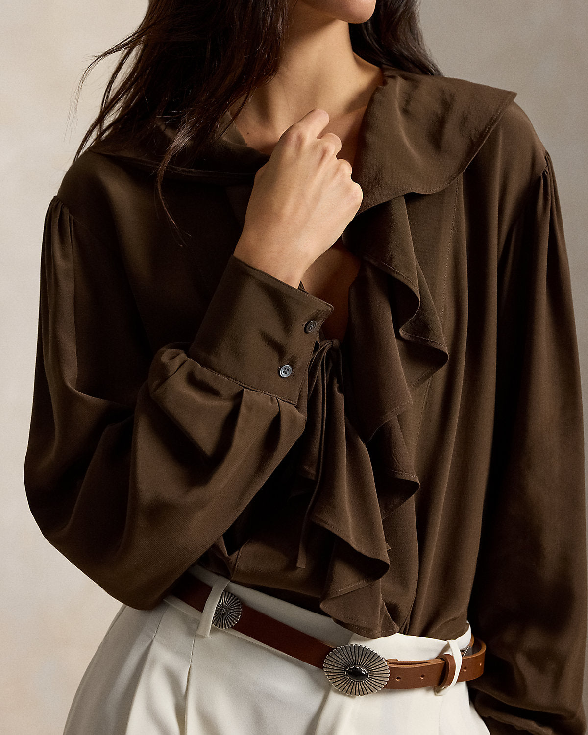 Ruffled Crepe Shirt
