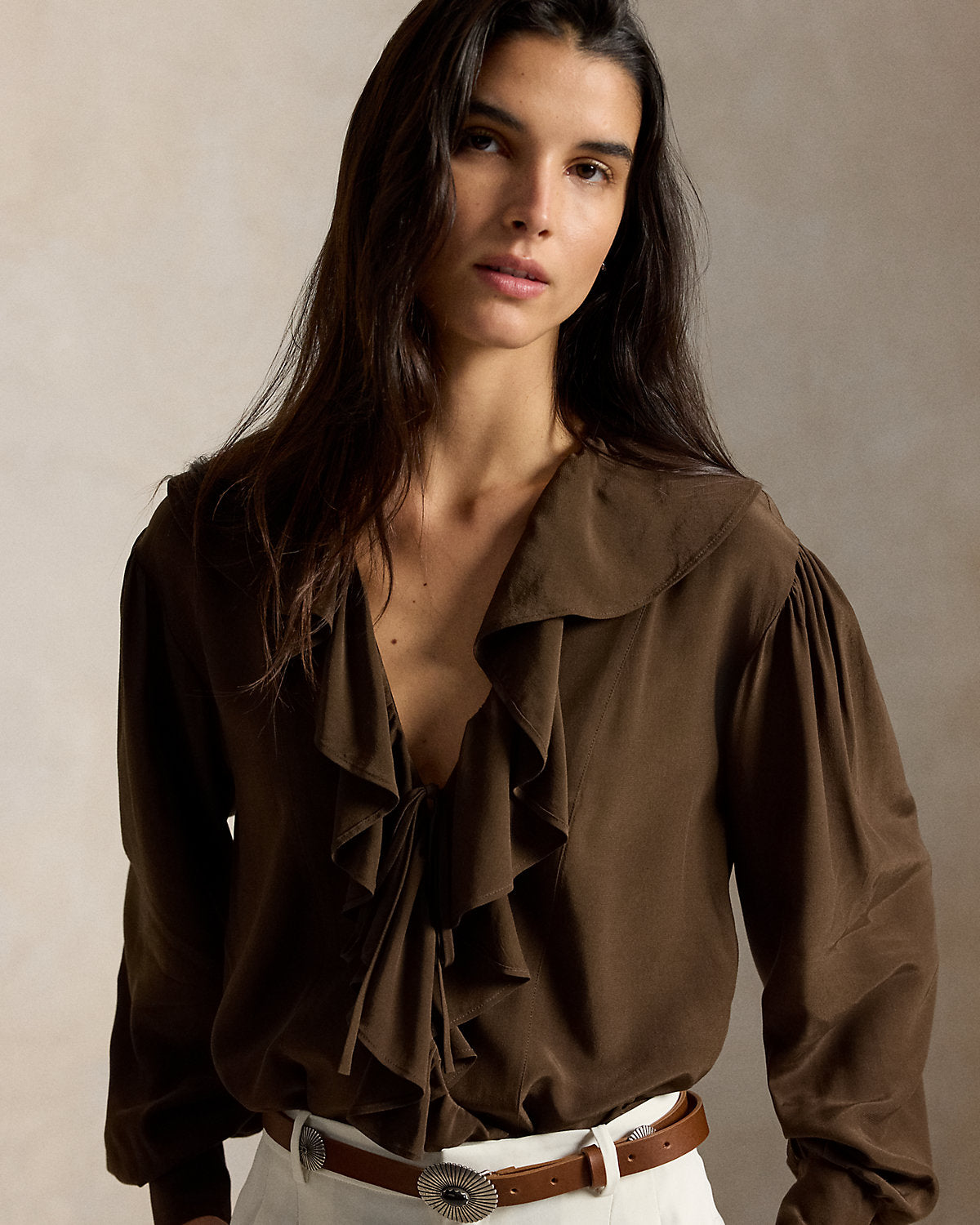Ruffled Crepe Shirt